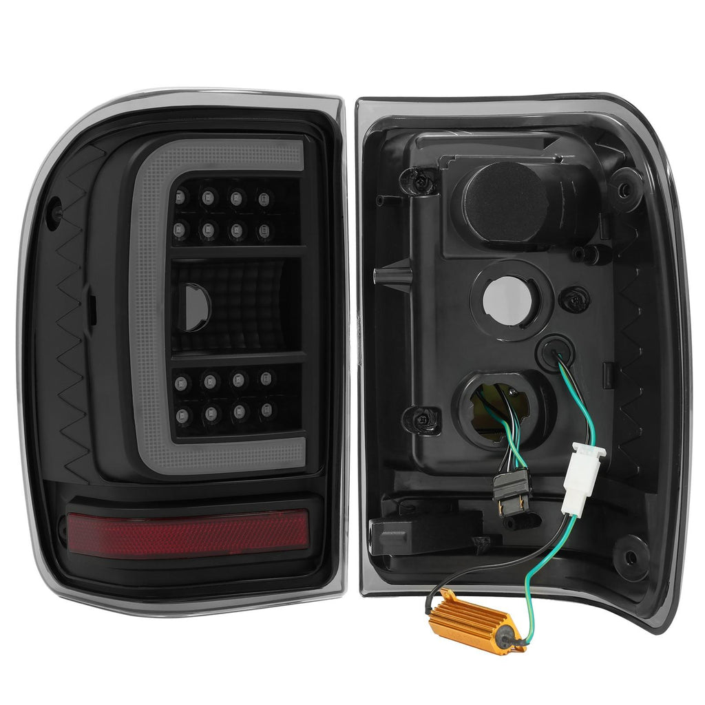 For Ford Ranger 2001-2011 Black Housing Smoke Lens Tail Lights LED C Light Bar