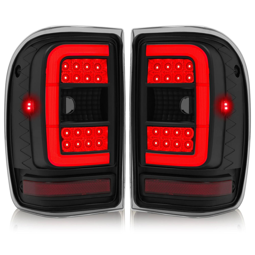 For Ford Ranger 2001-2011 Black Housing Smoke Lens Tail Lights LED C Light Bar