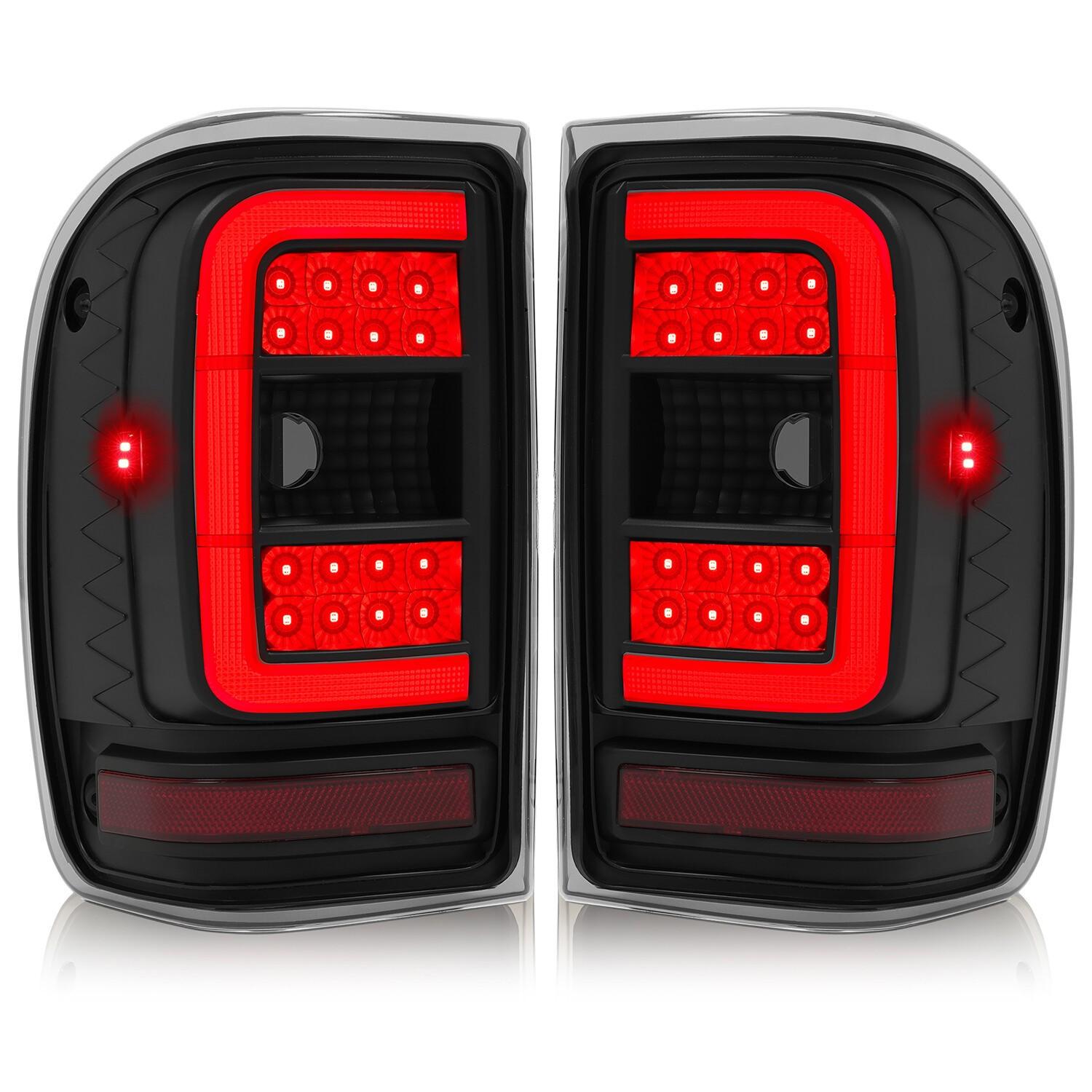 For Ford Ranger 2001-2011 Black Housing Smoke Lens Tail Lights LED C Light Bar