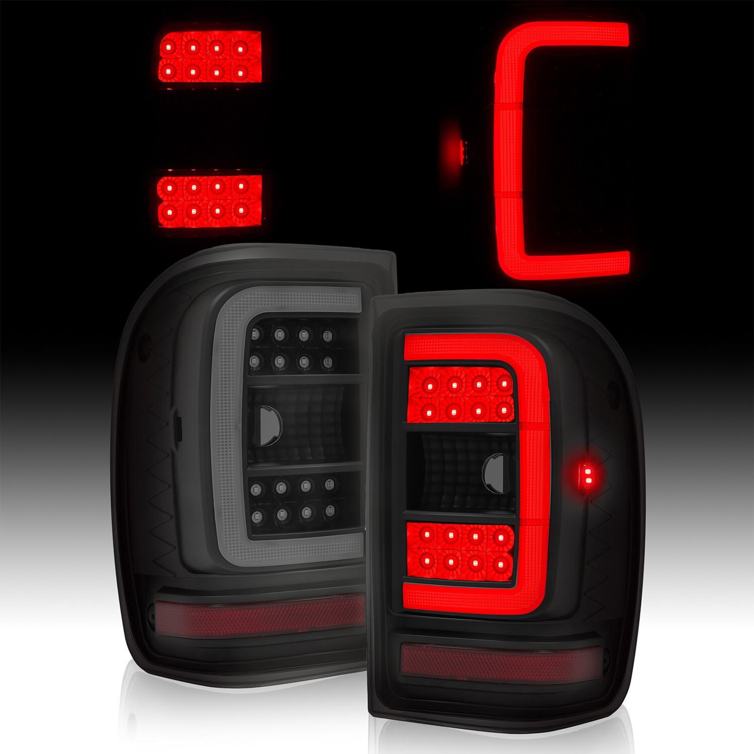 For Ford Ranger 2001-2011 Black Housing Smoke Lens Tail Lights LED C Light Bar