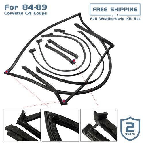 New Full Weatherstrip Kit Set Weather Strip Seal For 84-89 Corvette C4 Coupe