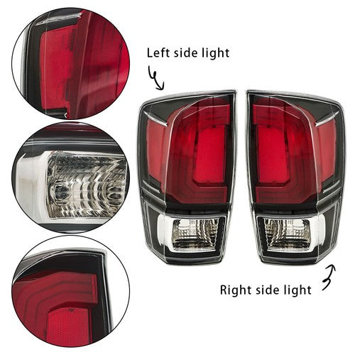 Black Bezel LH+RH Clear Lens Brake Lamp Tail Lights Fit For Toyota Tacoma 16-21