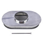 15" Oval Half Finned Polished Aluminum Air Cleaner Filter For Chevy SBC BBC 400
