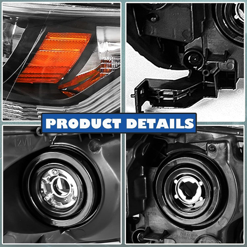 Projector Headlights Halogen Headlamps Set for 2013-2015 for Honda Accord Sedan