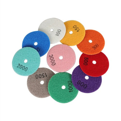 Diamond Polishing Pads 3 inch Wet/Dry 10 Piece Set Granite Stone Concrete Marble