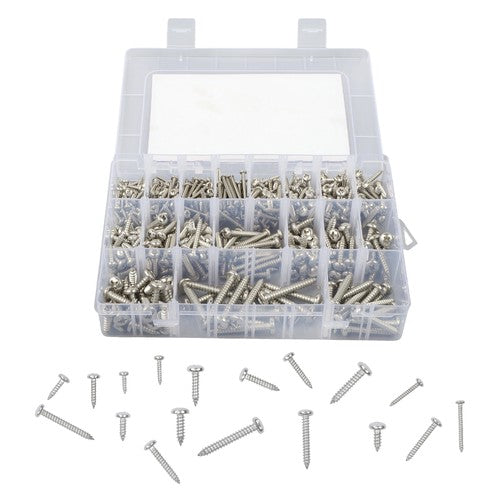 550Pack 304 Stainless steel wood screws kits countersunk #4 #6 #8 #10 #12 W/Box