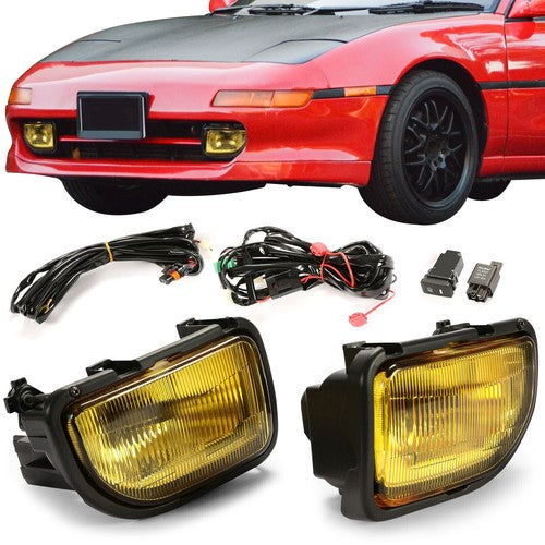 Set Fog Lights Yellow For Toyota MR2 1991-1995 Front Bumper Lamps With Bulbs