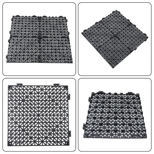 50Pack 12 x12in Interlocking Drainage Floor Tile Modular Interlocking Tile Black