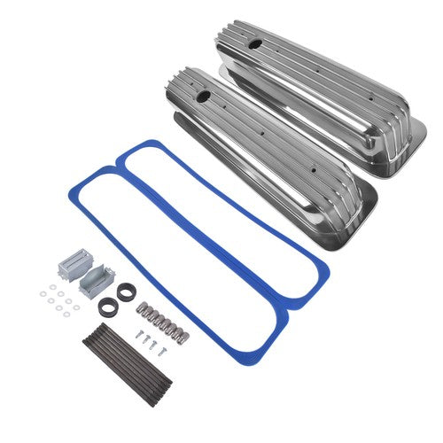 Finned Aluminum Tall Valve Covers w/ Center Bolt for Chevy SBC 5.0L-5.7L 350 450