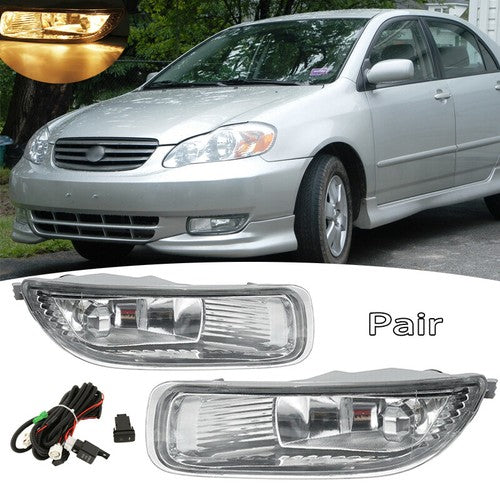 Halogen Driving Fog Lights Lamps w/Switch Wiring for 2003 2004 Toyota Corolla