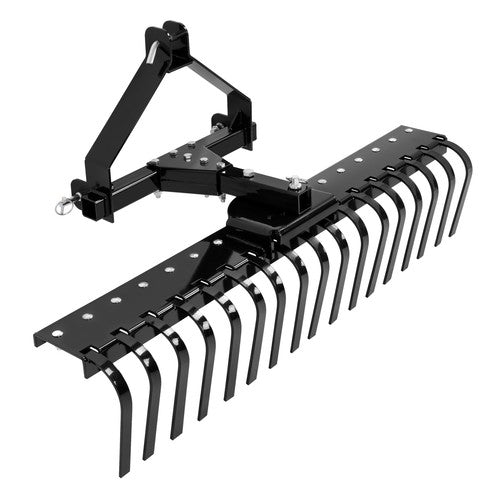 Cat 0 Tractor Hookup 3 Point Landscape Rake 50 Inch Black Grass Comb Garden Tools