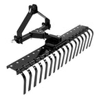 Cat 0 Tractor Hookup 3 Point Landscape Rake 50 Inch Black Grass Comb Garden Tools