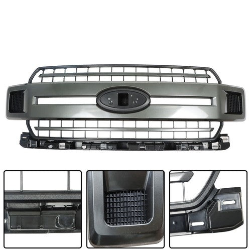 Plastic Gray Front Upper Hood Grille New For Ford F-150 XLT XL 2018 2019 2020