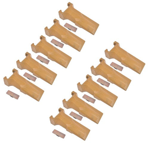 10 Pack Bucket Teeth with Flex Pins Yellow V17SYL V17PN Fits for Backhoe Loader
