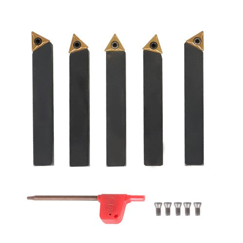 5Pack 3/8" Indexable Carbide Turning Inserts Holder Set for Machining Lathes