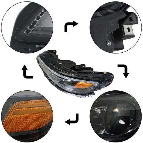 Fit For Jeep Cherokee 2019-2022 Headlight Projector LH/Left Side LED Replacement