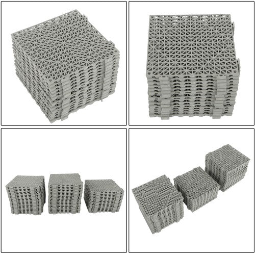 55PCS 12 x 12in Interlocking Drainage Floor Tiles Modular Interlocking Tile Gray