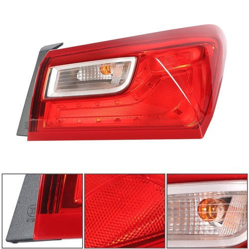 Outer Tail Light Passenger RHSide For 2016-2021 Chevy Malibu Halogen Red Lens