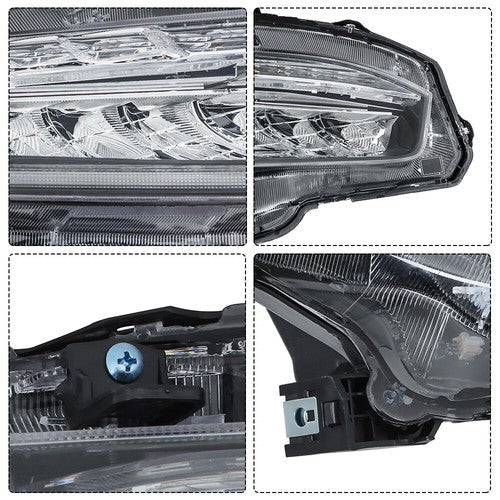 Headlight Headlamp Chrome Housing For Honda Civic 2016-2019 Passenger Right Side