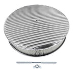 14 Full Finned Aluminum Round Air Cleaner Air Filter Kit Polished Recessed Base