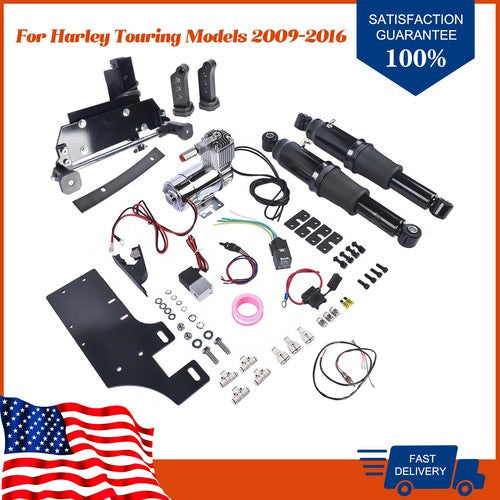 Air Ride Kit with Motorcycle Electric Center Stand for Harley Road King 09-16