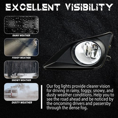 Pair Clear Bumper Driving Fog Lights Lamps w/Switch for 2009-2010 for Toyota Corolla