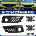 Pair LED DRL Daytime Turn Signal Fog Light Lamp Covers Fit 2019-2021 Honda Civic