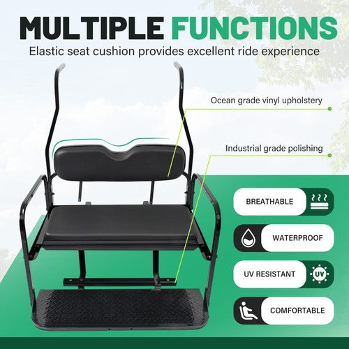 Flip Folding Rear Seat Kit Back Seat For 2000.5-Up Club Car DS Golf Cart 400 lbs
