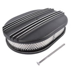 Black Cast Aluminum Half Finned 12″ Air Cleaner Assembly for Chevy Mopar Classic