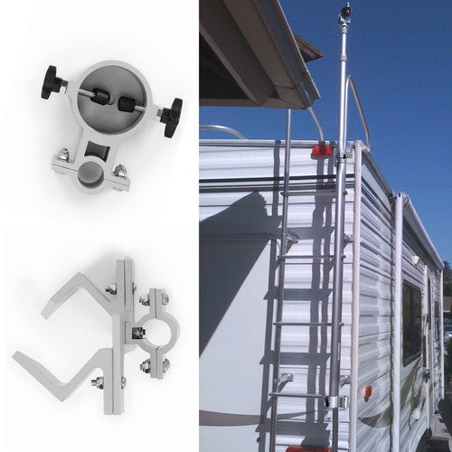 Gray Flag And Wind Sock Pole Mount 1 Inch Ladder For Starlink Pole RV Ladder