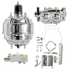 9" Chrome Brake Booster Master Cylinder Disc Drum Valve Kit For Chevy Corvette