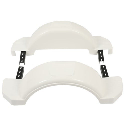 2 Single Axle Trailer Fenders w/ Top Step For 13" Wheels Tires Skirt Boat White
