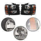 Headlights Headlamps Black Housing Pair For 07-14 Chevy Silverado 1500-3500 New