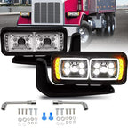 Full Led Dual Projector Headlights for Peterbilt 379 357 359 389 Truck
