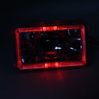 5" 4x6 Clear Lens Red LED Diamond Cut Semi Sealed Beam Projector Headlights