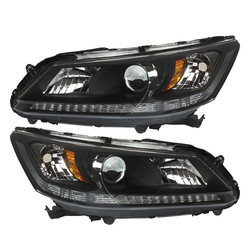 Pair For Honda Accord 2013-2015 Headlights Replacement Halogen W/O LED DRL Set