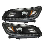 Pair For Honda Accord 2013-2015 Headlights Replacement Halogen W/O LED DRL Set