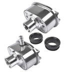 Polished Aluminum Finned Oval PCV + Push-in Breather Combo Valve Cover Set of 2