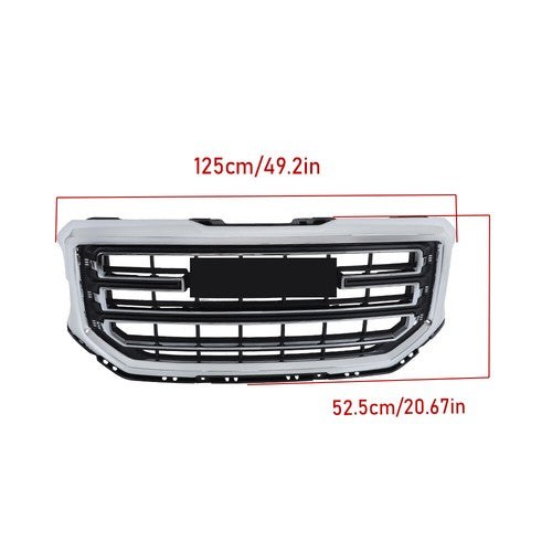 Black Fit For GMC Sierra 1500 2016-2017 2018 Chrome Front Bumper Upper Grille