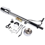 30" Chrome Tilt Auto Steering Column w/ 9 Hole Wheel Adapter Key Stainless Steel