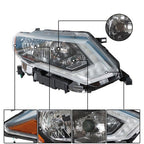 Headlamps Assembly LH+RH For 2017-2019 Nissan Rogue Clear Lens Halogen Chrome
