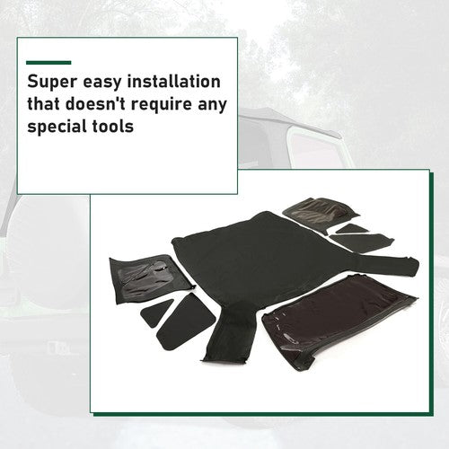 4 For Jeep Wrangler TJ Soft top Replacement, 97-06,w/Tinted Windows, Black Vinyl