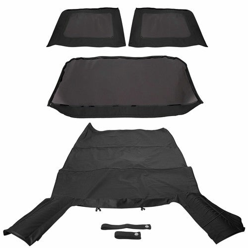 Fit Jeep Wrangler 4 DR JK Soft Top 2007-2009 Tinted Windows Black Sailcloth