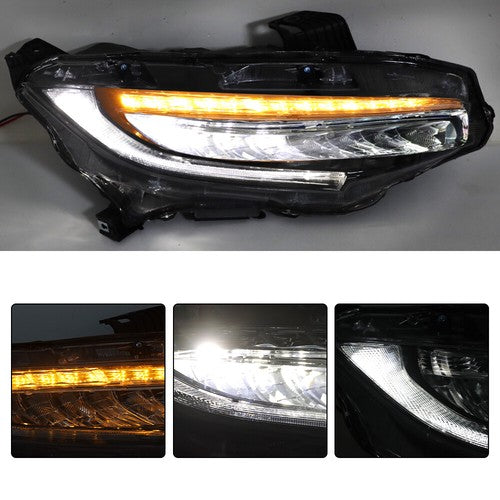 Headlight Headlamp Chrome Housing For Honda Civic 2016-2019 Passenger Right Side