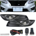 Fog Lights Kit Clear Lens+Switch Clear Glass For Nissan Sentra 2013 2014 2015