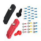 New 12 Point Bus Bar Power Distribution Block 180A 12V DC Pair Black & Red USA