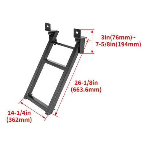 Truck Bed Step 2-Rung Retractable Tailgate Ladder Heavy Duty W/L-Shaped Bracket