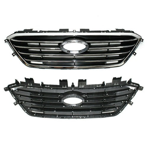Grille Bumper Assembly For Hyundai Sonata 2015 2016 2017 Upper Black Chrome