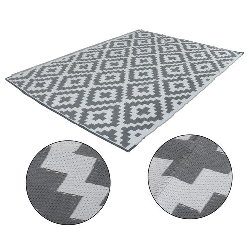 9x12ft Waterproof Outdoor Rug Outdoor Plastic Straw Rug For Camping Gray White