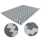 9x12ft Waterproof Outdoor Rug Outdoor Plastic Straw Rug For Camping Gray White
